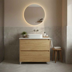 Mobilier stativ pentru lavoar, Fluminia, Lizi, 60 cm, rovere naturale - Img 2