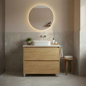 Mobilier stativ pentru lavoar, Fluminia, Lizi, 60 cm, rovere naturale - Img 2