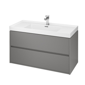 Mobilier suspendat Cersanit, Crea, cu doua sertare, 100 cm, gri