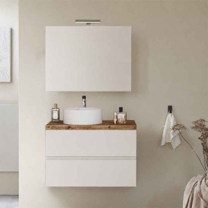 Mobilier suspendat pentru lavoar Fluminia Genova 80, front și laterale netede, 80x46 cm, alb lucios - Img 4