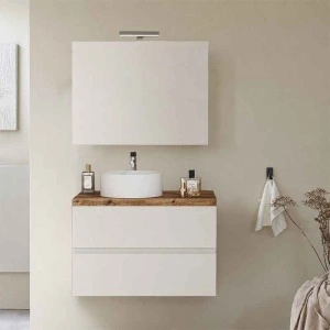Mobilier suspendat pentru lavoar Fluminia Genova 80, front și laterale netede, 80x46 cm, alb lucios - Img 4