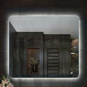 Oglindă Fluminia, Verona-80, pătrată, 80 x 80 cm, cu LED Ambiental Light, 3 culori, dezaburire