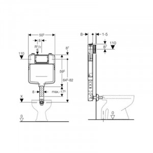Rezervor ingropat Geberit, Sigma 8 cm, pentru vas WC stativ, actionare din fata - Img 2