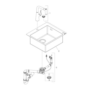 Set chiuvetă bucătărie Hansgrohe, C71-F450-01, cu baterie Select, inox - Img 3
