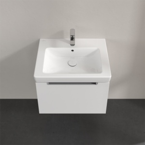 Set mobilier suspendat cu lavoar, Villeroy & Boch, Subway 2.0, 60 cm, mâner crom mat, alb lucios - Img 4