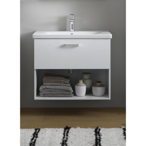 Set mobilier suspendat si lavoar Kolpasan, Evelin, 80 cm, alb - Img 2