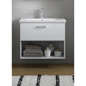 Set mobilier suspendat si lavoar Kolpasan, Evelin, 80 cm, alb - Img 2