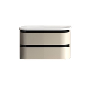 Set mobilier suspendat si lavoar, Kolpasan, Vittoria, 80 cm, beige mat - Img 2