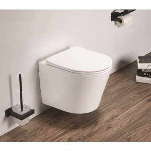Set vas wc suspendat, Fluminia, Clementina, cu capac quick release si soft close, alb - Img 3