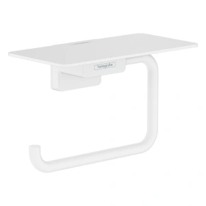 Suport hârtie igienică Hansgrohe, Addstoris, cu poliță, alb mat