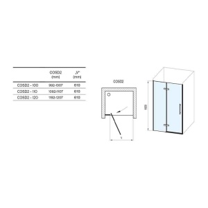 Ușă pivotantă Ravak, Cool, COSD2, formată dintr-un element fix și unul pivotant, 120 x 195 cm, crom - Img 4