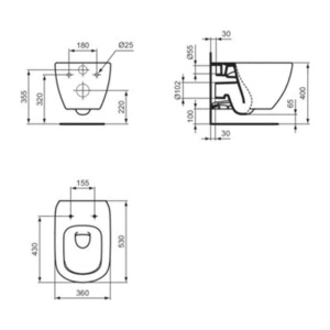 Vas WC suspendat Ideal Standard, Tesi, cu spălare Aquablade, alb - Img 4