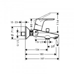 Baterie cada-dus Hansgrohe, Focus E2, fara set, crom - Img 2
