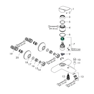 Baterie cada-dus, Hansgrohe, Logis, crom - Img 3