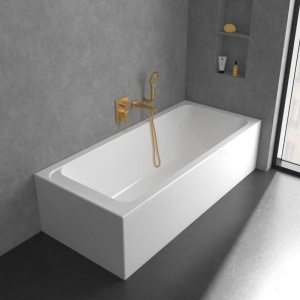 Baterie cadă-duș Villeroy&Boch, Architectura Square, montaj încastrat, brushed gold - Img 5