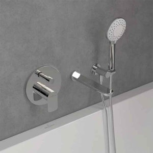 Baterie cadă-duș Villeroy&Boch, O.Novo, montaj încastrat, parte vizibilă, crom - Img 3