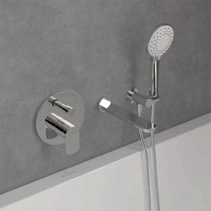 Baterie cadă-duș Villeroy&Boch, O.Novo, montaj încastrat, parte vizibilă, crom - Img 3