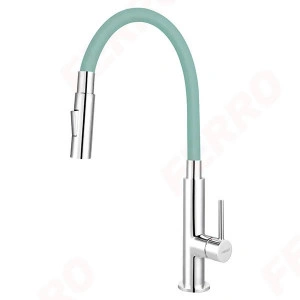 Baterie de bucatarie, Ferro, Zumba Slim 2F, cu pipa flexibila, menta