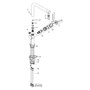 Baterie de bucatarie, Hansgrohe, Talis M54 270, 1 jet, negru mat - Img 2