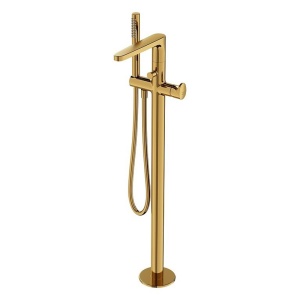 Baterie de cada stativa, Cersanit, Inverto, pentru cada freestanding, cu para si furtun, auriu
