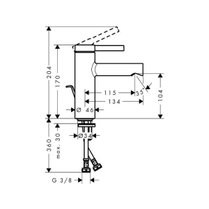 Baterie de lavoar cu ventil pop-up Hansgrohe, Zezis S 100 Coolstart, negru mat - Img 2