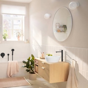 Baterie inalta de lavoar cu ventil, Hansgrohe, Rebris S 240, CoolStart, negru mat - Img 4