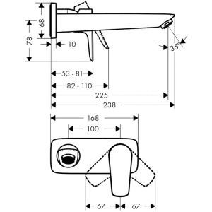 Baterie lavoar Hansgrohe, Talis E, montaj pe perete, 22.5 cm, auriu lucios - Img 3