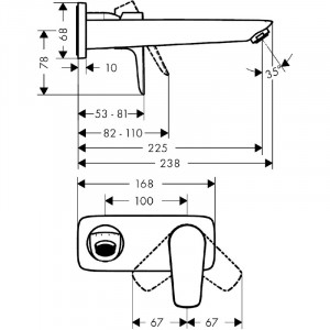 Baterie lavoar Hansgrohe, Talis E, montaj pe perete, 22.5 cm, Negru mat - Img 2