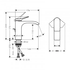 Baterie lavoar, Hansgrohe, Vivenis 110, cu ventil, crom - Img 6