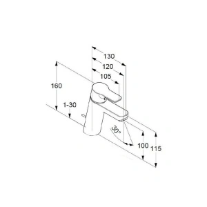 Baterie lavoar Kludi, Pure & Easy, cu ventil metalic, H = 10 cm, crom - Img 2