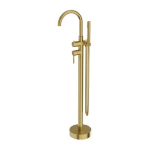 Baterie stativă de cadă LaVita, Verdi, cu pipă rotundă, set complet duș, brushed gold