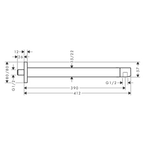Brat de dus, Hansgrohe, E 39 cm, bronz periat - Img 3
