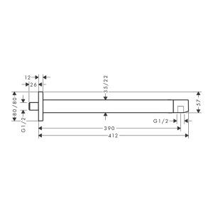 Brat de dus, Hansgrohe, E 39 cm, negru mat - Img 2