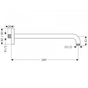 Brat de dus Hansgrohe, montaj pe perete, 38.9 cm, crom - Img 2