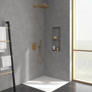 Braț de duș Villeroy&Boch, Universal Showers, pătrat, 40 cm, brushed gold - Img 5