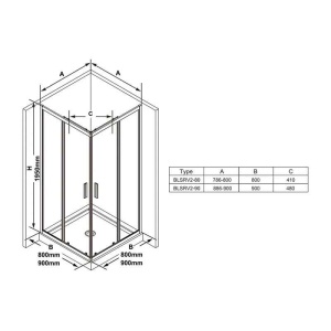 Cabina dus, Ravak, Blix Slim , BLSRV2-90, 90x90x195 cm, profil negru - Img 3