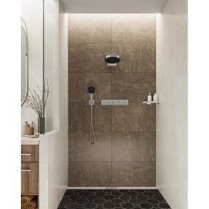 Cap dus fix Hansgrohe, Rainfinity 250, cu placa aparenta de conectare la perete, crom - Img 2