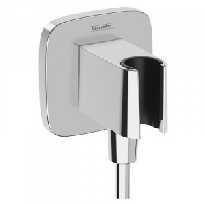 Cot racord, Hansgrohe, FixFit Q, cu suport pentru para de dus, crom