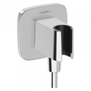 Cot racord, Hansgrohe, FixFit Q, cu suport pentru para de dus, crom