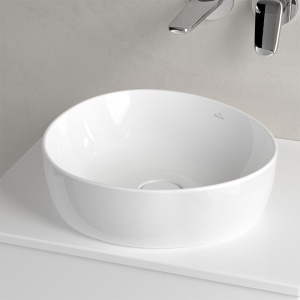 Lavoar asimetric pe blat, Villeroy & Boch, Antao 40, oval, alb - Img 4