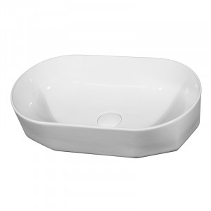 Lavoar pe blat, Fluminia, Ariel, oval, cu baza poligonala, 55 x 31 cm, alb - Img 5