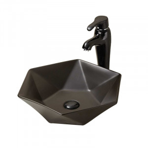 Lavoar pe blat Fluminia, Black Diamond, 49 x 49 cm, negru