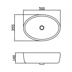 Lavoar pe blat Fluminia, Hera, oval, alb, 50 x 35.5 cm - Img 2