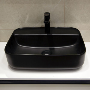 Lavoar pe blat, Fluminia, Juno-50MB, dreptunghiular, 50 x 40 cm, negru mat - Img 5