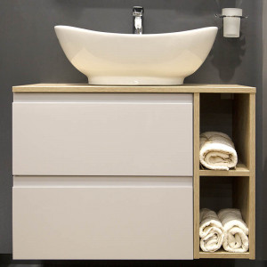 Lavoar pe blat Fluminia, Loira New, oval, 59 x 39 cm, alb - Img 4