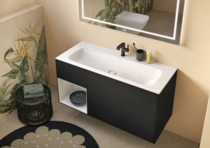 Lavoar pentru mobilier Villeroy & Boch, Finion 120 cm, Ceramic+, cu orificiu baterie, fără preaplin, stone white - Img 3