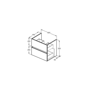 Mobilier pentru lavoar Ideal Standard, Eurovit 60, 2 sertare soft close, alb - Img 2