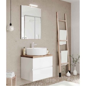 Mobilier pentru lavoar pe blat, Fluminia, Genova, 80 cm, alb lucios - Img 3