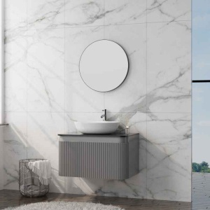 Mobilier pentru lavoar, Spectrum, Milena 80, riflat, gri mat - Img 2