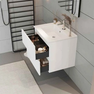 Mobilier suspendat pentru lavoar Fluminia Genova 60, front și laterale netede, 60x46 cm, alb lucios - Img 3